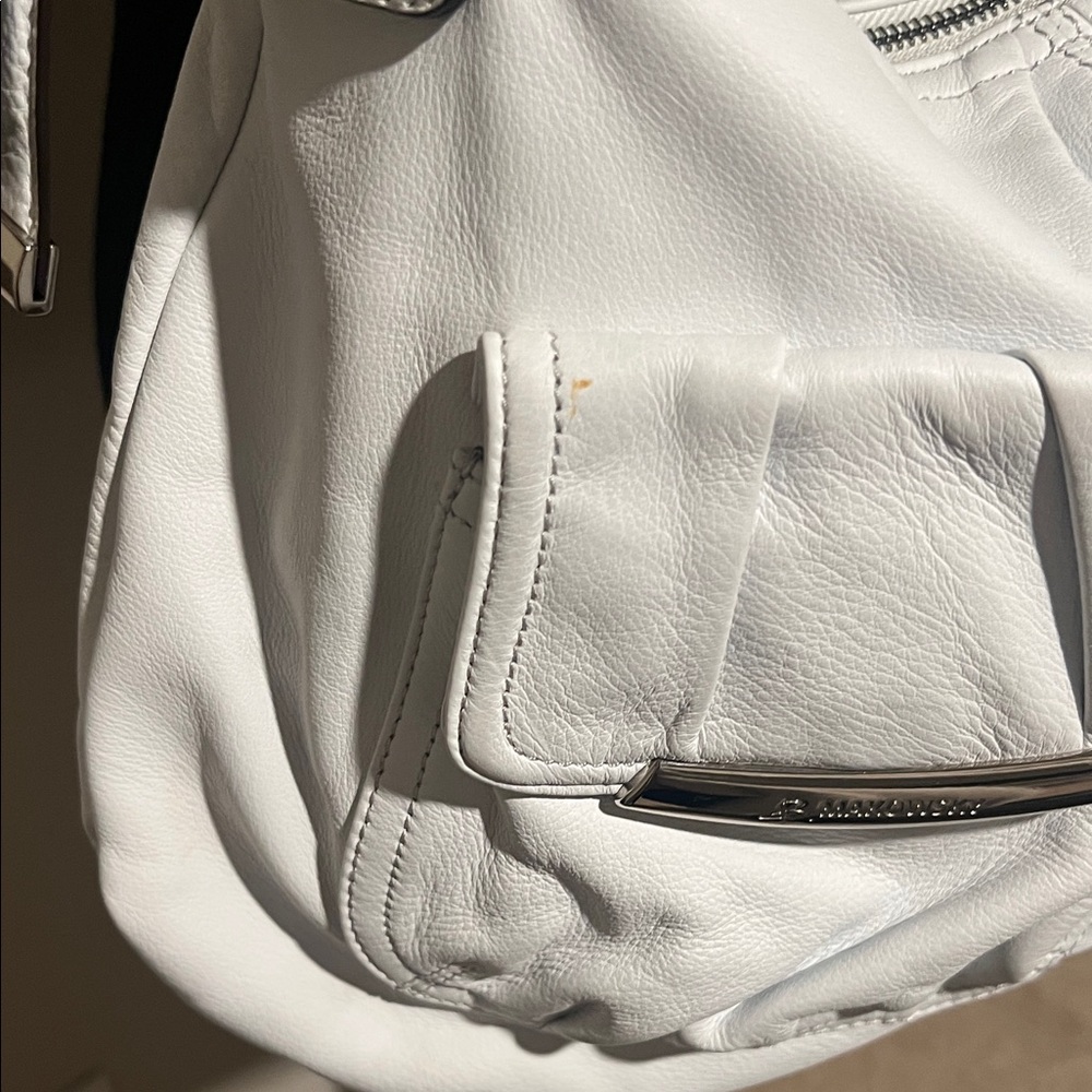 B. Makowsky White Hobo Shoulder Bag Silver Hardware - Picture 7 of 11